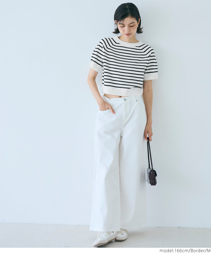 Summer Kint cropped puff-sleeve knit top