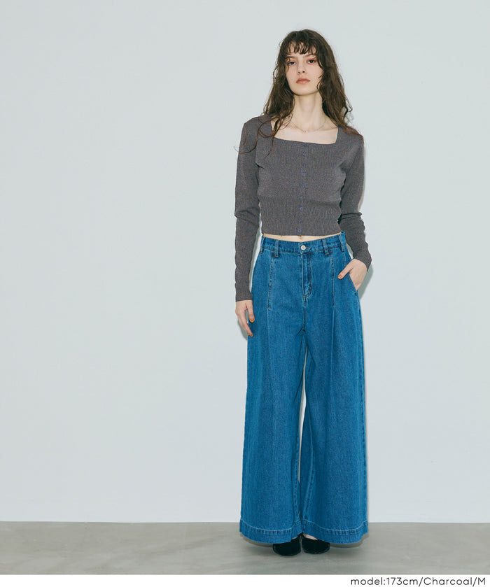 Cool Sweet Square Neck Long Sleeve Knit Cardigan