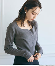 Cool Sweet Square Neck Long Sleeve Knit Cardigan