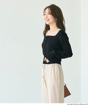 Cool Sweet Square Neck Long Sleeve Knit Cardigan
