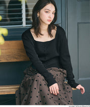 Cool Sweet Square Neck Long Sleeve Knit Cardigan