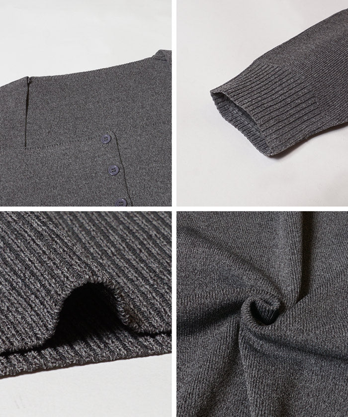 Cool Sweet Square Neck Long Sleeve Knit Cardigan