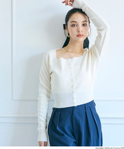 Cool Sweet Square Neck Long Sleeve Knit Cardigan