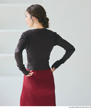 Cool Sweet Square Neck Long Sleeve Knit Cardigan