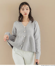 細閃針織V領開衫