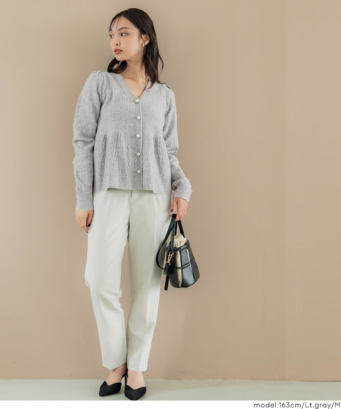 細閃針織V領開衫