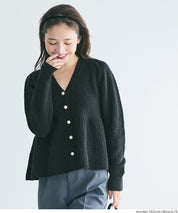 細閃針織V領開衫