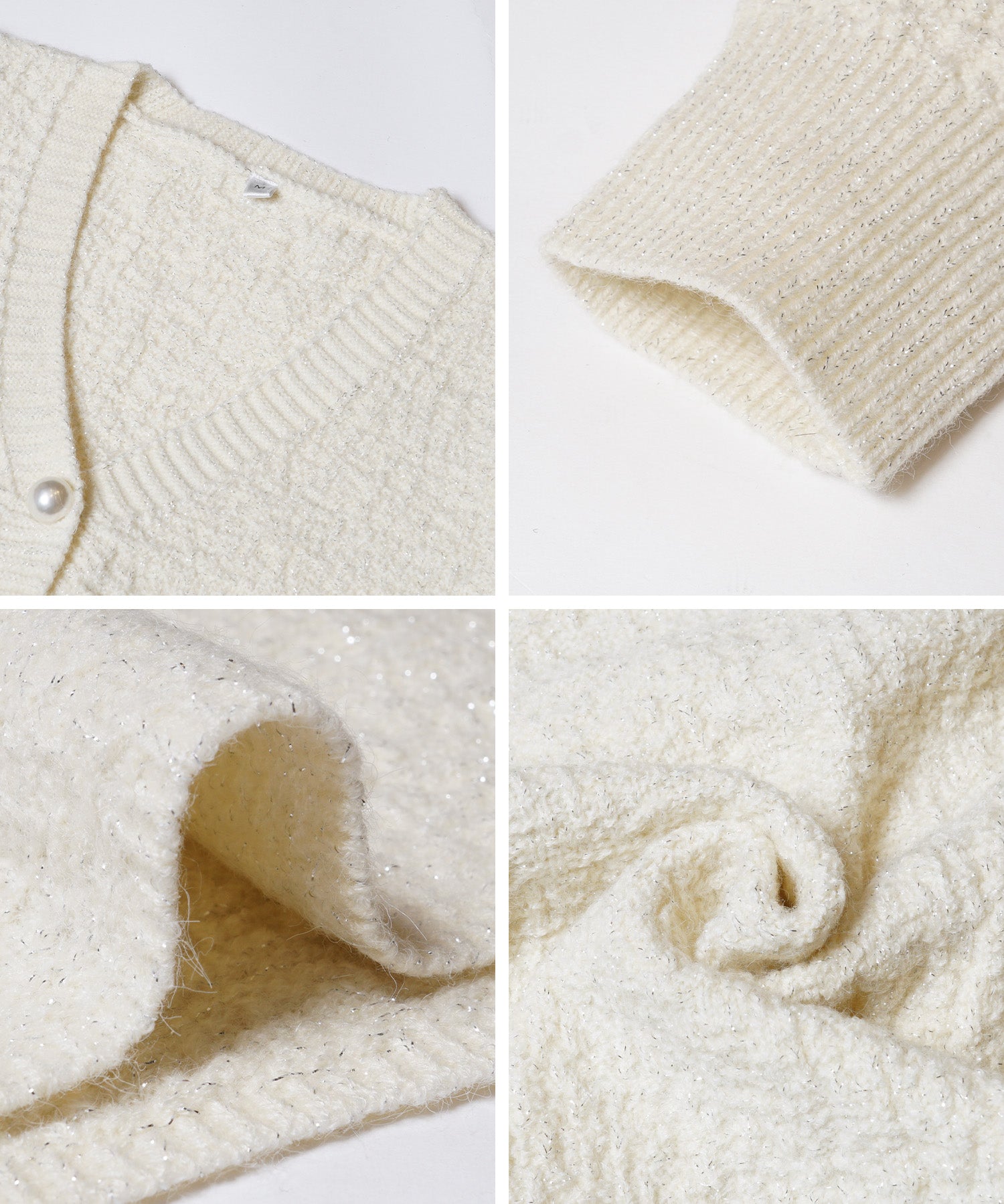 細閃針織V領開衫