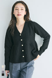 細閃針織V領開衫