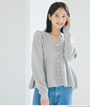 細閃針織V領開衫