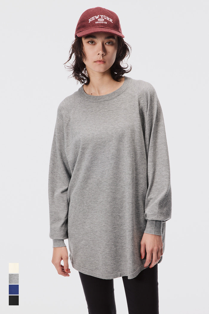 圓弧下擺長袖針織上衣