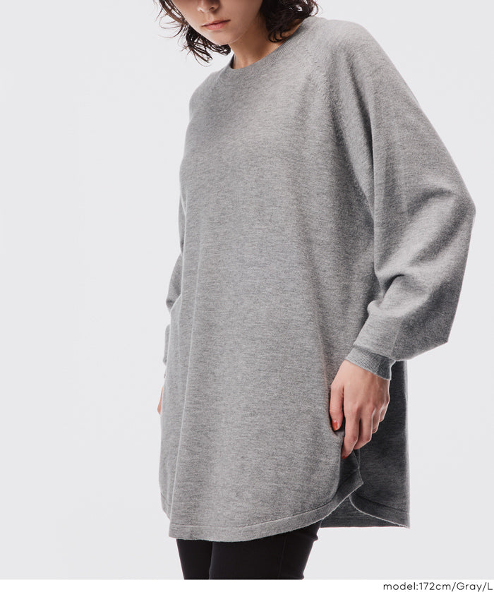 圓弧下擺長袖針織上衣