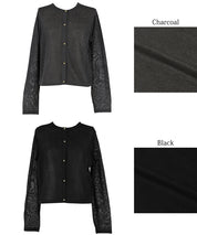 Temperament gold button sheer thin knitted long-sleeved cardigan