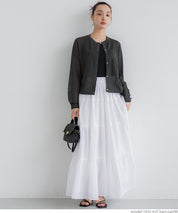 Temperament gold button sheer thin knitted long-sleeved cardigan