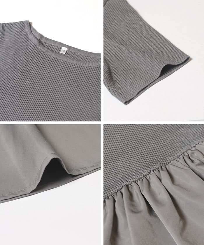 Boat Neck Knit Top Panel Dress