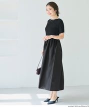 Boat Neck Knit Top Panel Dress
