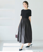 Boat Neck Knit Top Panel Dress