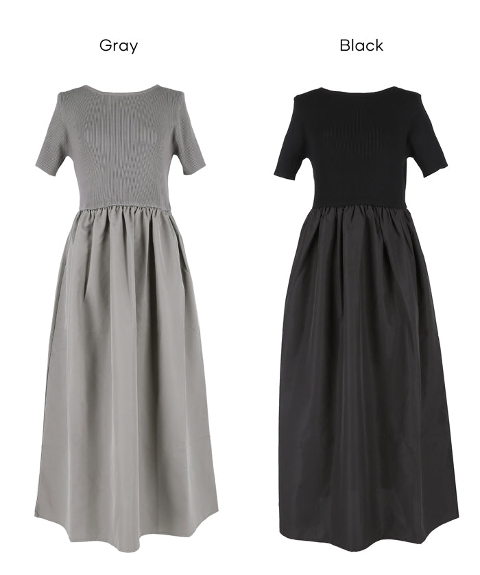 Boat Neck Knit Top Panel Dress