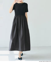 Boat Neck Knit Top Panel Dress