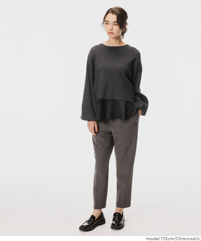 Two-piece knitted cardigan with a bow at the back + inner shirt