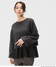 Two-piece knitted cardigan with a bow at the back + inner shirt