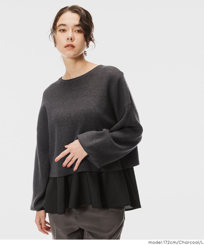 Two-piece knitted cardigan with a bow at the back + inner shirt