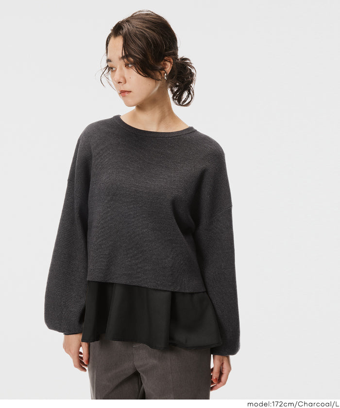 Two-piece knitted cardigan with a bow at the back + inner shirt