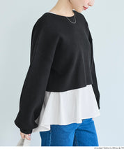 Two-piece knitted cardigan with a bow at the back + inner shirt