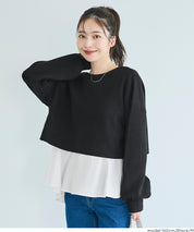 Two-piece knitted cardigan with a bow at the back + inner shirt
