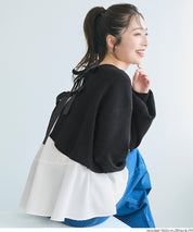 Two-piece knitted cardigan with a bow at the back + inner shirt