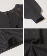 Two-piece knitted cardigan with a bow at the back + inner shirt