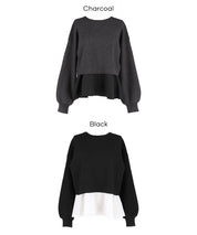 Two-piece knitted cardigan with a bow at the back + inner shirt