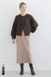 Milan rib back slit pencil skirt