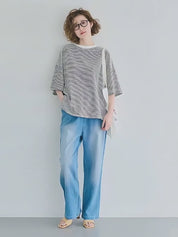 Zijin cotton round hem short-sleeved top T-shirt