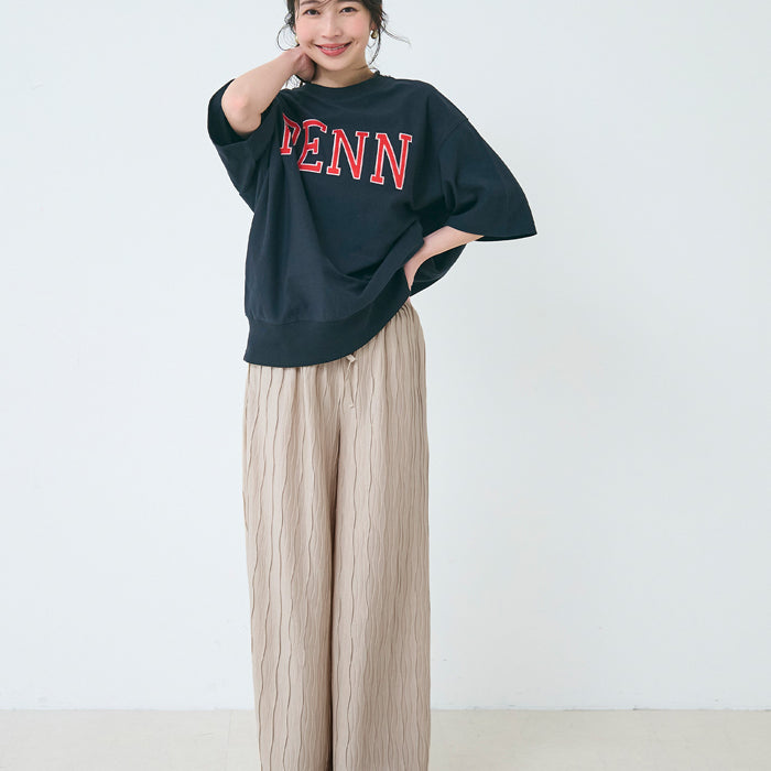 日系寬版 水波紋薄款多色休閒褲  (Wave pleated pants)