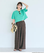 日系寬版 水波紋薄款多色休閒褲  (Wave pleated pants)