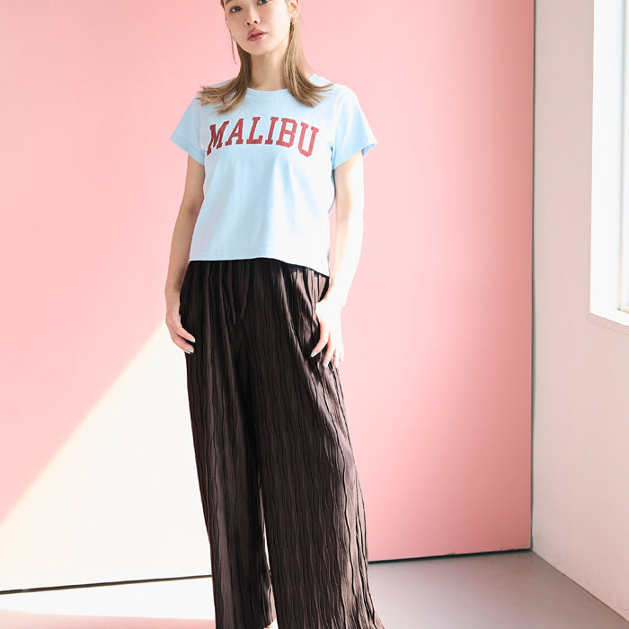 日系寬版 水波紋薄款多色休閒褲  (Wave pleated pants)