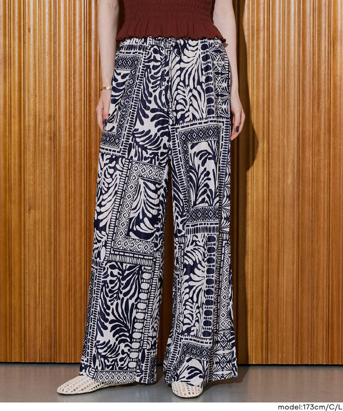 日系寬版 水波紋薄款多色休閒褲  (Wave pleated pants)