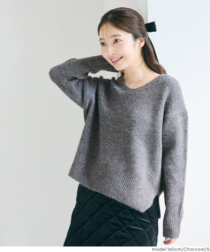 Fufuyaku style V neck top dress sexy style V neck side slim top dress long sleeves female 