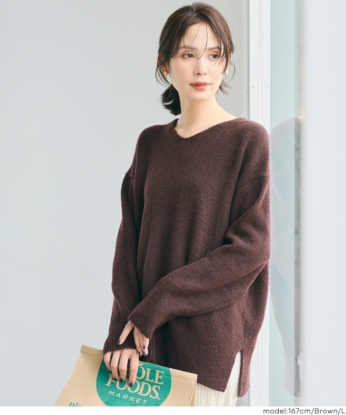 Fufuyaku style V neck top dress sexy style V neck side slim top dress long sleeves female 