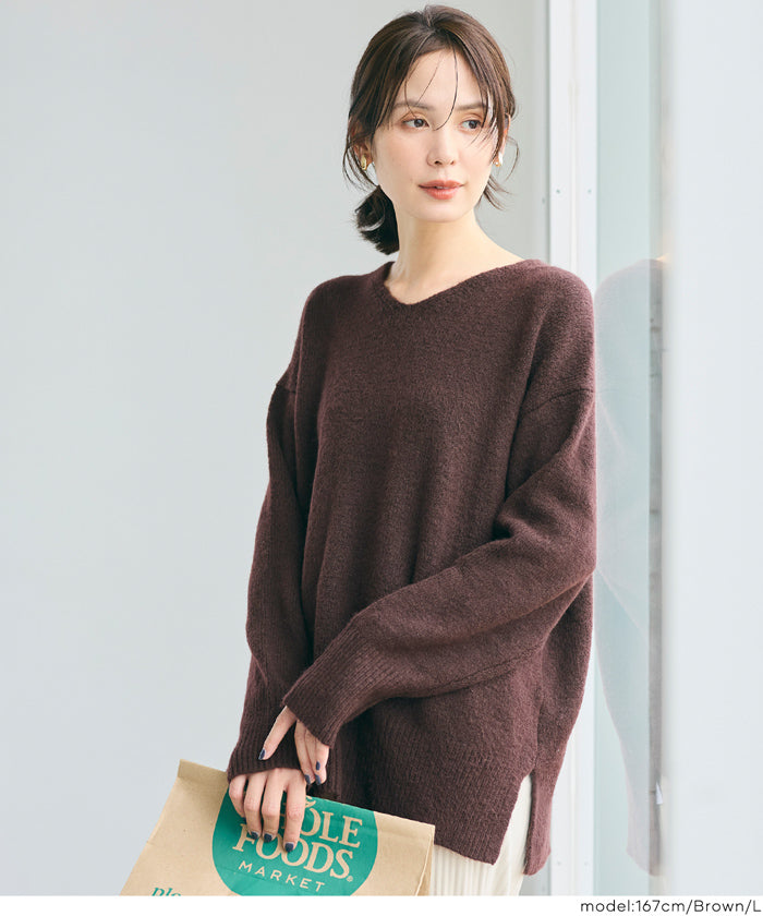 Fufuyaku style V neck top dress sexy style V neck side slim top dress long sleeves female 