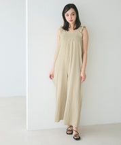 【期間限定價格】 楊柳抽褶日系荷葉背心連身褲 (Shirring All-in-One)