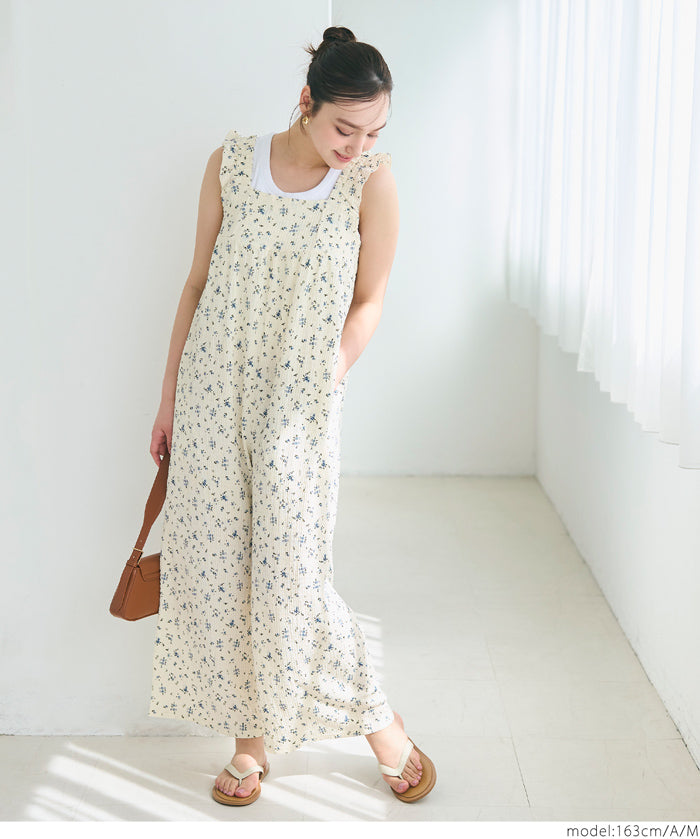 Willow Pleated Japanese Style Lotus Leaf Vest Jumpsuit