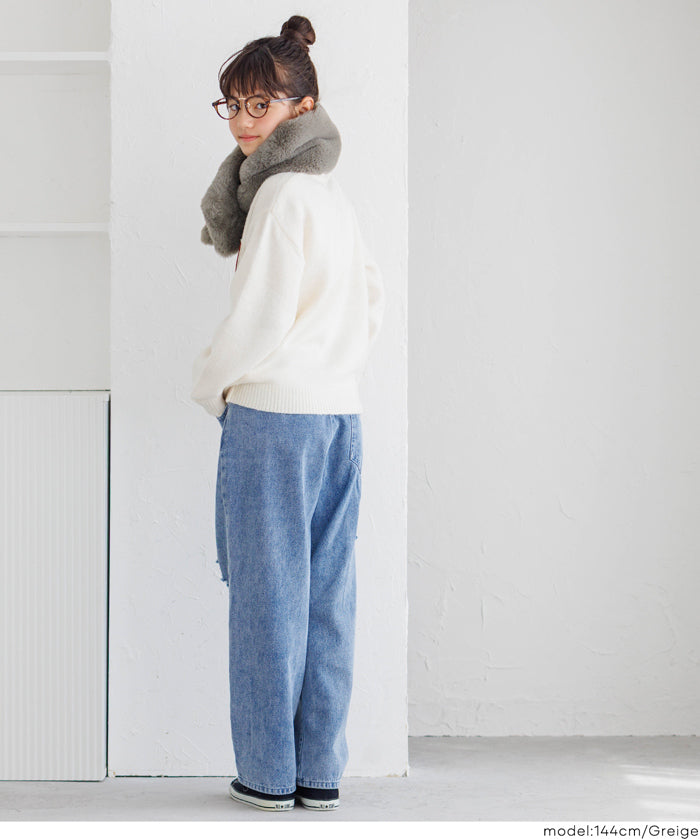 童裝柔軟毛交叉圍脖圍巾 親子裝