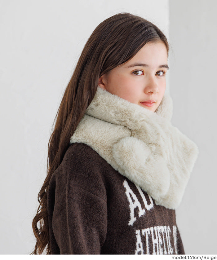 童裝柔軟毛交叉圍脖圍巾 親子裝