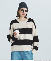 Women's fluffy yak-style ribbed crew neck knit (Not available for mail order)
