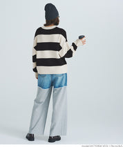 Women's fluffy yak-style ribbed crew neck knit (Not available for mail order)