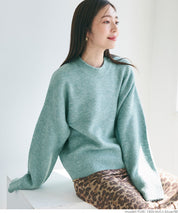Women's fluffy yak-style ribbed crew neck knit (Not available for mail order)