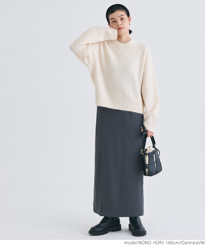 Women's fluffy yak-style ribbed crew neck knit (Not available for mail order)