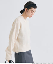 Women's fluffy yak-style ribbed crew neck knit (Not available for mail order)